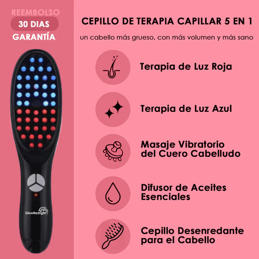 Cepillo Rejuvenecedor de Cabello Glowredlight® + Serum Hidratante Gratis